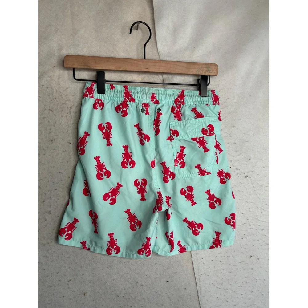 Tom & Teddy Boys Mint Green Red Lobster Print Swim Trunks Size 9-10